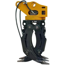 Rotating hydraulic grapple for excavator